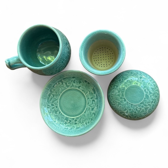 Elegant Teal Ceramic‎ Tea Set - Picture 1 of 5